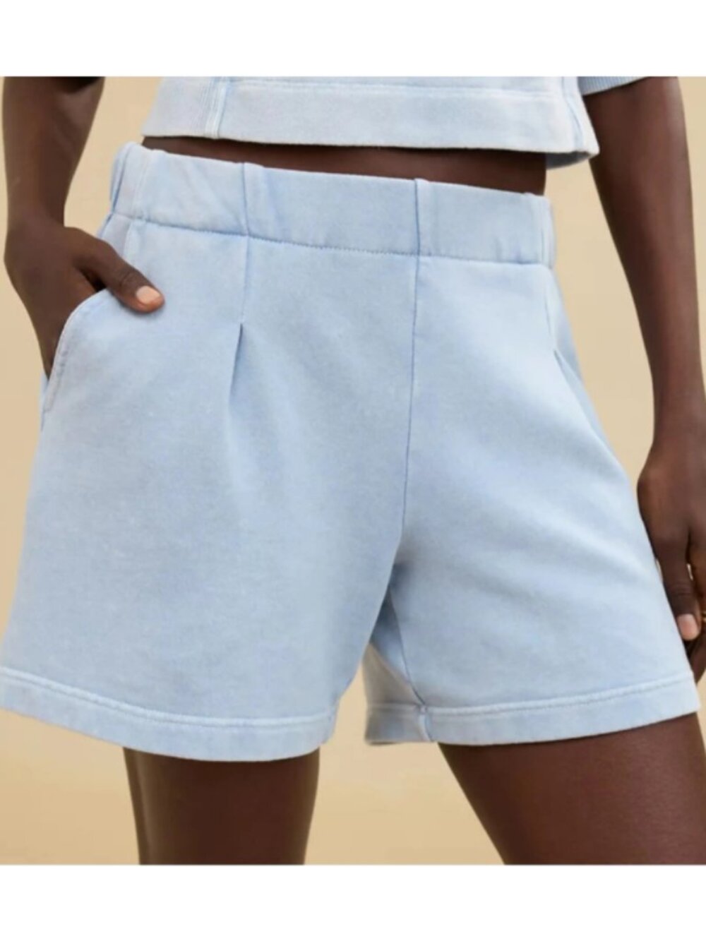 Aerie New Heights Trouser Fleece Shorts in Cloud Wash